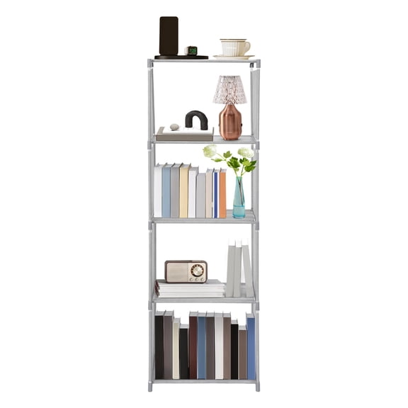 ToppiJoy 4 Tier Bookcase Bookshelf Toys Clothes Storage Rack Organizer Shelf Shelving Home Office Grey