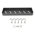 thumbnail image 1 of Shower Caddy Space Aluminum Rustproof Smoothing Simple Black Sturdy Bathroom Wall Shelf with 5 Hooks for Kitchen Laundry 15.7in, 1 of 5