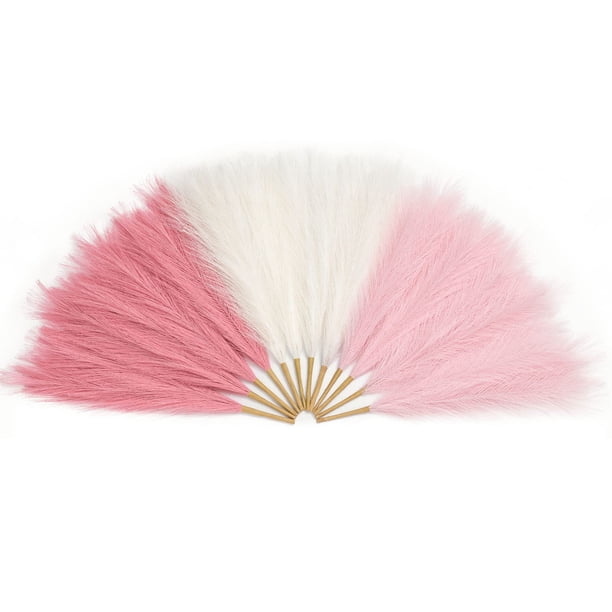 Hierba artificial de pampa rosa Serwalin, decoración de 12 unidades