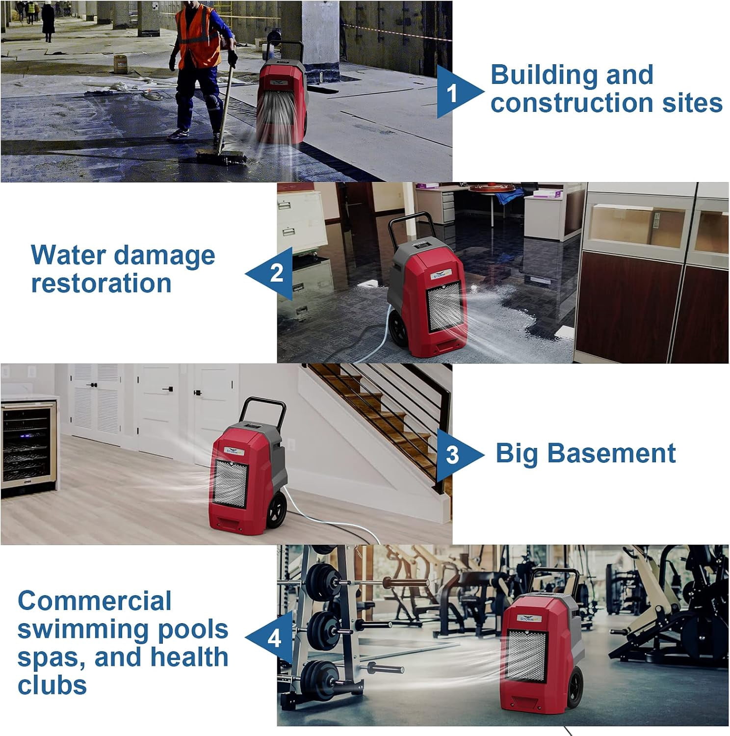 ALORAIR 180 Pints Commercial Dehumidifier with Pump Drain Hose, Smart Wi-Fi Dehumidifier for Large Basement, Industrial or Commercial Space, Smart Wi-Fi, 5 Years Limited Warranty, Red