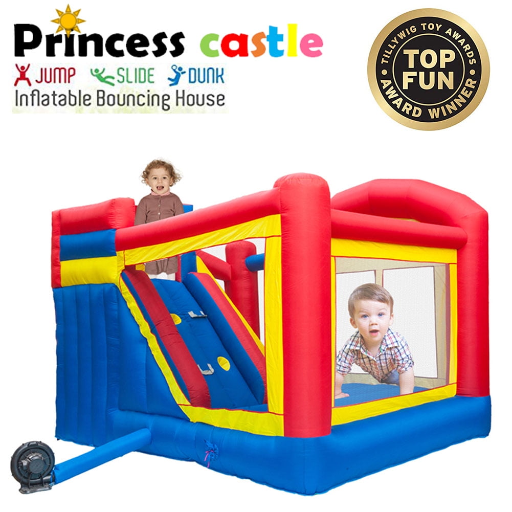 Kepooman Kids Inflatable Jumping Bounce House with a Slide for Children, Blue & Red Kepooman Kids Inflatable Jumping Bounce House with a Slide for Children, Blue & Red