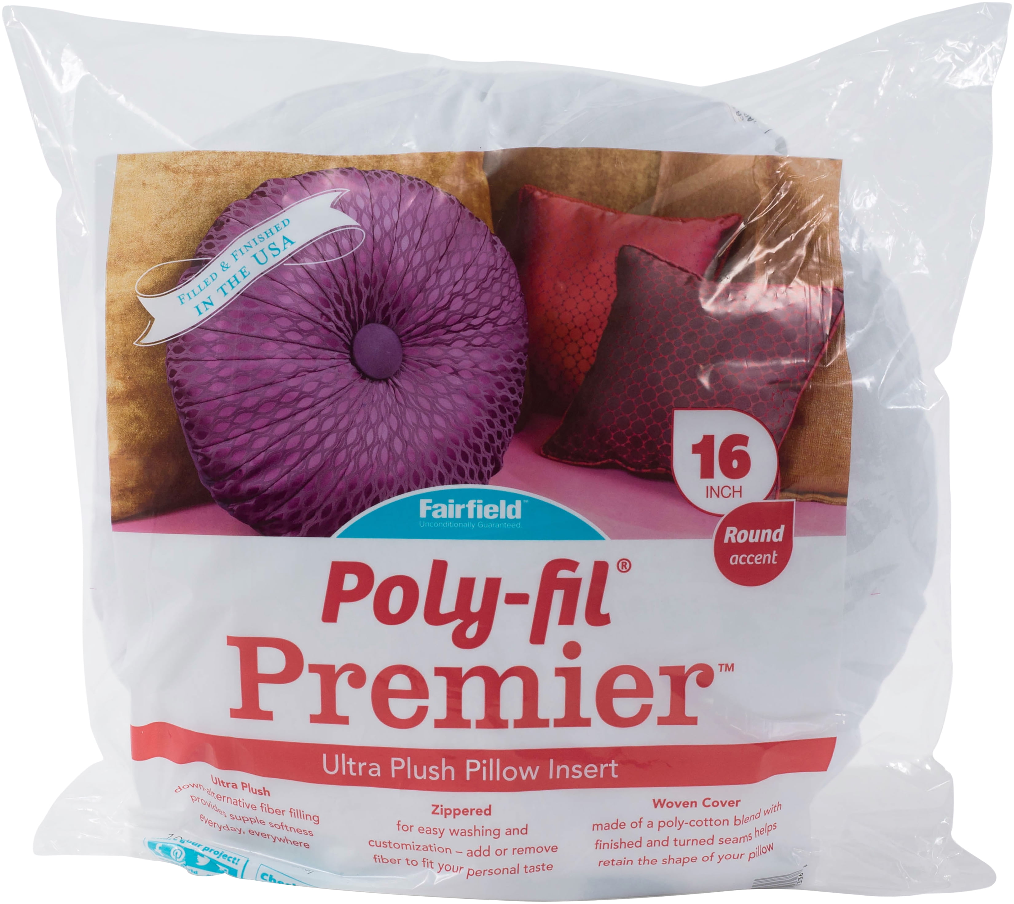 PolyFil Premier Decorative Pillow Insert, 16" x 16", White