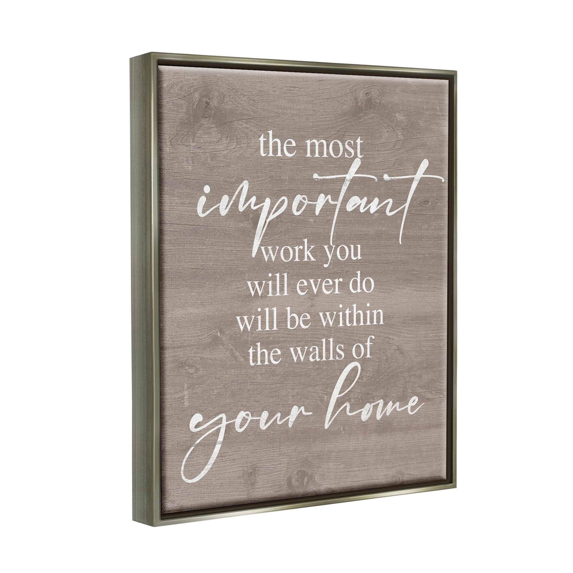 Most Important Work You'll Ever Do Phrase Inspirational Graphic Art Luster Gray Framed Art Print Wall Art