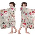 thumbnail image 4 of Beige Christmas Santa and Reindeer Pattern Hooded Bath Towel，60"x35" for Ages 3 To 12 Kids, Quick Dry Lightweight Soft Microfiber Hood Beach Towel Cover Up for Kids, 4 of 7