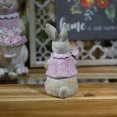 thumbnail image 6 of Easter-Decorations Pink Bunny-Decor Spring-Figurines Table-Centerpiece, 8.85"x2.59" Spring Decorations Resin Rabbits with Flower and Bird Tabletop Ornaments for Home Farmhouse, 6 of 7