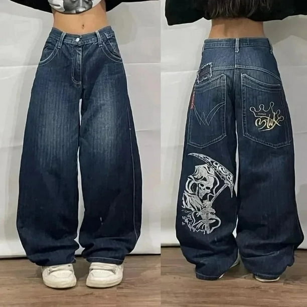 JNCO Jeans New Y2K Womens Harajuku Retro Hip Hop Print Baggy Jeans