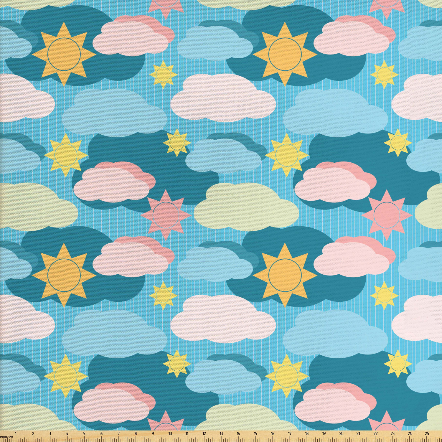 Clouds Fabric by The Yard, Meteorology Themed Graphic Design Clouds and