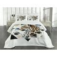 thumbnail image 3 of Ambesonne Leopard Quilted Coverlet 3 Pcs, Watercolor Minimal Modern, King Size, Brown White and Blue, 3 of 5