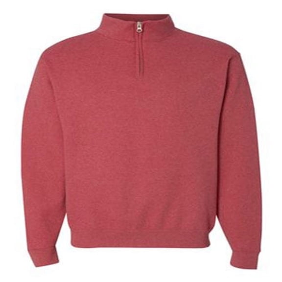 Adult NuBlend® Quarter-Zip Cadet Collar Sweatshirt - VINTAGE HTHR RED - 2XL