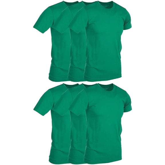 BILLIONHATS 6 Pack Men's Solid Colors Cotton T-Shirts Short Sleeve Lightweight Tees, Bulk (Green, X-Large)
