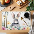 thumbnail image 2 of Easter Placemats Set&nbsp;of&nbsp;2 Watercolors Rabbits Flowers Eucalyptus Leaves Plants Heat Insulation Washable Place Mats, Non-Slip Table Mats for Dining Table Party Kitchen Decor,13x19 Inch, 2 of 8