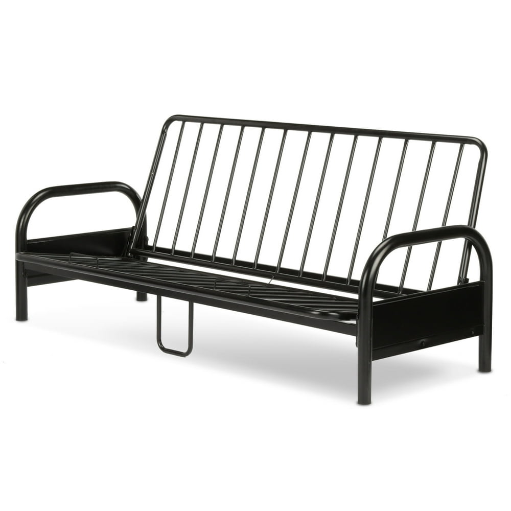 Saturn Adjustable Metal Futon with Industrial Frame, Black Finish, Full