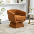 thumbnail image 3 of Modern 360 Degree Swivel Accent Chair, Comfy Boucle Upholstered Armchair with Pillow, Single Sofa Chair for Living Room, Bedroom, Office, Waiting Room, Caramel, 3 of 8