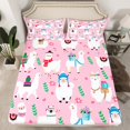 thumbnail image 2 of Manfei Cute Alpaca Boy Girl 4pcs Bed Sheets,Cartoon Animal King Sheets,Pink Flower Super Cozy Sheet Set,Microfiber Bedroom Decor, 2 of 7