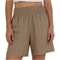 thumbnail image 2 of Yteetum Women's Cotton Linen Shorts Summer Mid Rise Elastic Waist Shorts Casual Solid Loose Lightweight Breathable Travel Vacation Shorts, 2 of 6