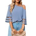 thumbnail image 1 of Camisa fluida de mujer Moda Un hombro Cuello Tops de verano para fiesta (Azul claro S) FLhrweasw Para estrenar, 1 of 9