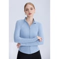thumbnail image 4 of Womens Workout Jackets, Full Zip Slim Fit Athletic Running Sports Track Jacket with Mist Blue XL, 4 of 9
