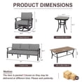 thumbnail image 4 of ALAULM Aluminum Patio Furniture Set with Coffee Table Rectangular, 5-seat Outdoor Sectional Furniture w/2 Swivel Chairs, Patio Conversation Set for Porch, Backyard, Poolside-Grey, 4 of 8
