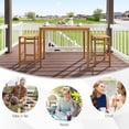 thumbnail image 5 of Costway 7 PCS Acacia Wood Bar Table Set 45" Rectangular Dining Table & 6 Saddle Stools, 5 of 10