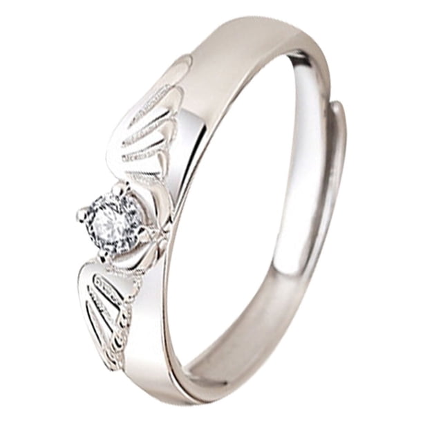 Angel Matching Anillos de Promesa para Parejas Best Friend Cute Jewelry Gift for Him Her Women Men Boyfriend Girlfriend Tamaño Ajustable