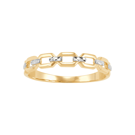 Women's Welry Chain Link Band Ring in 14kt Yellow Gold and Rhodium-Plating, Size 9