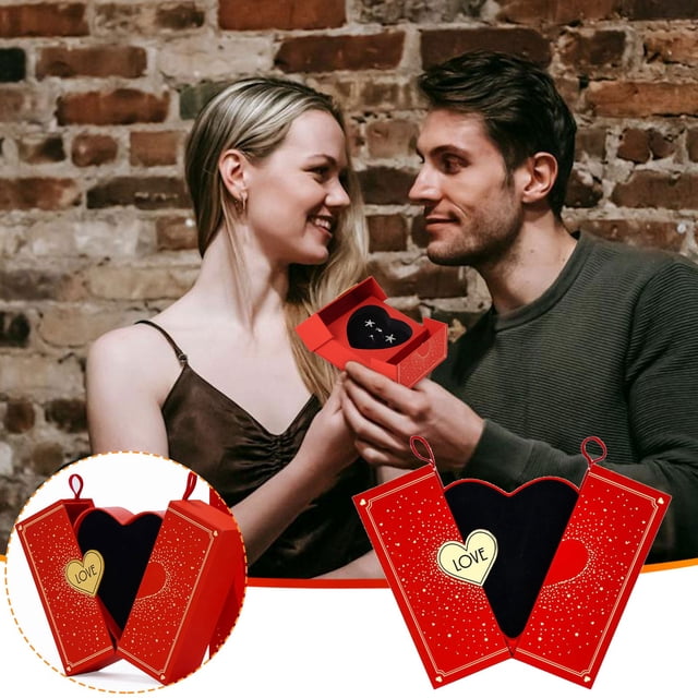 ICQOVD Double Open Heart Shaped Jewelry Gift Box High End Romantic Packaging for Jewelry Sets