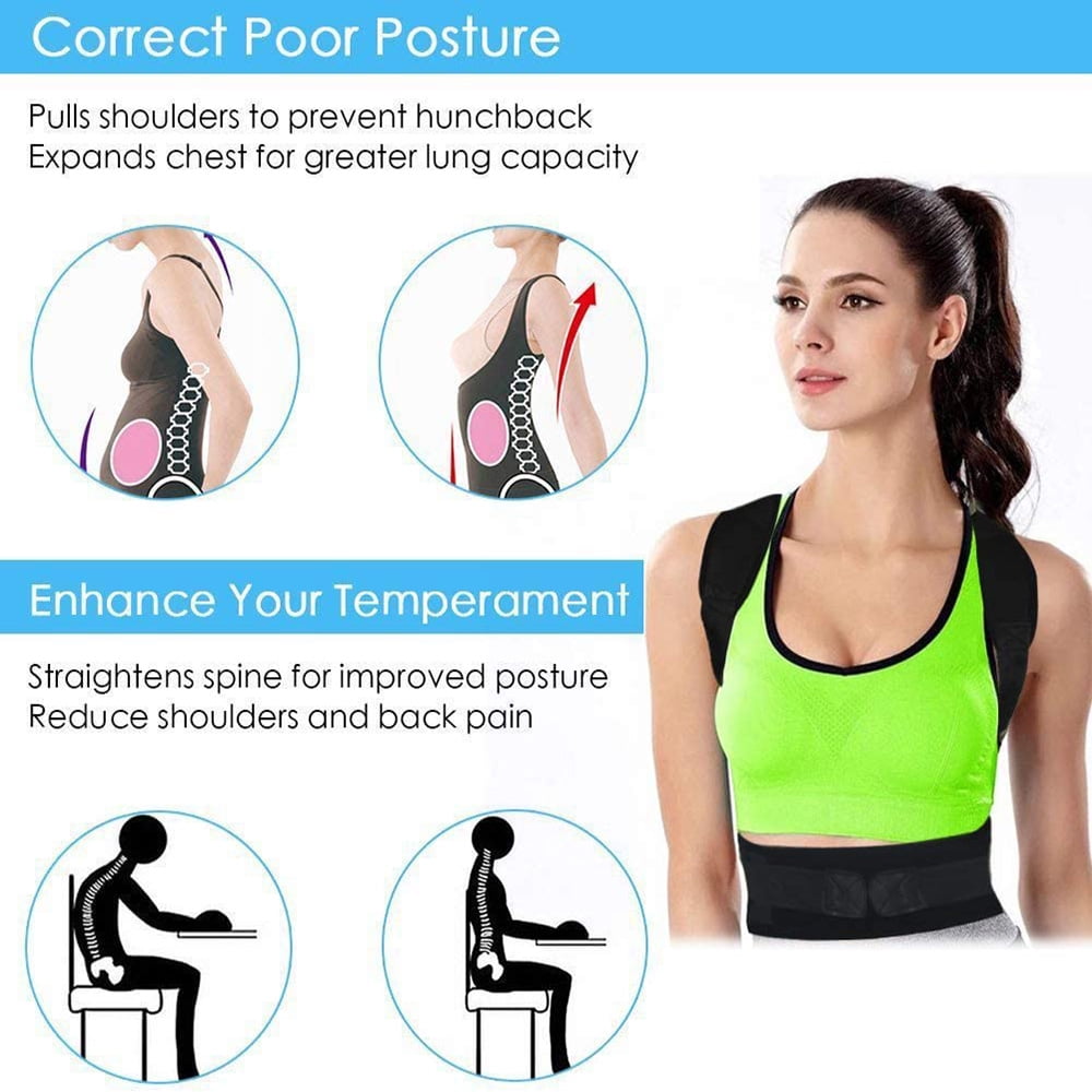 IYDoaMea Posture Corrector Upper Back Support Belt Unisex Magnetic Compression, Black