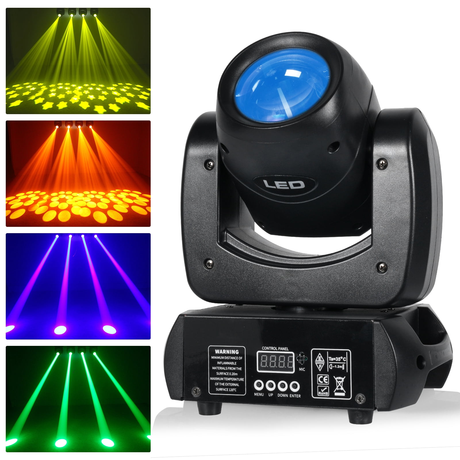 4 Pack COB LED Moving Head Stage Light with Flight Case, 18 Prism 8500K Gobo DJ Light for Club Disco Party Halloween