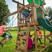Backyard Discovery Belmont Cedar Wood Swing Set, Slide, Play Deck, Rock Wall Ladder