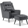 thumbnail image 3 of Mcombo Modern Accent Club Arm Chair, Velvet Upholstered with Metal Legs 4278 (Dark Grey), 3 of 9