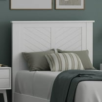 Serene Poplar Wood Twin Headboard, Modern Farmhouse Panel with  Scoring, Twin Size Headboard in White, Casual Coastal Style, Easy Assembly, Quality Materials