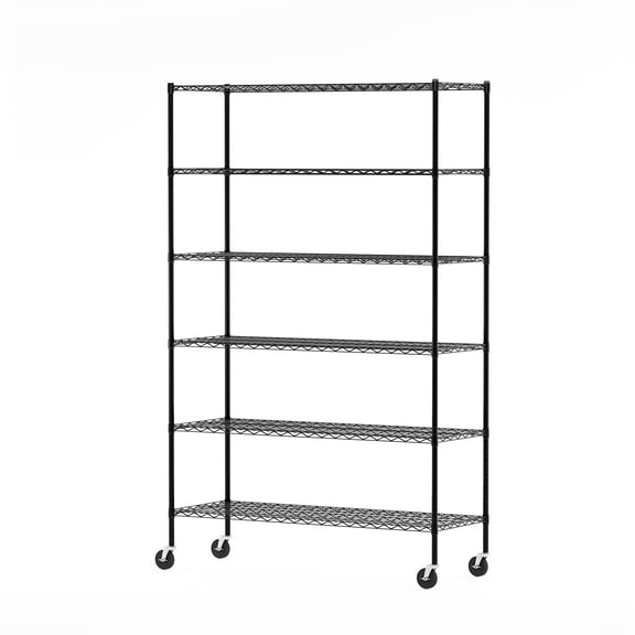 Furinno WAYAR 6-Tier Metal Storage Shelf Rack, 48 x 18 x 78, Black