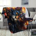 thumbnail image 3 of Fleece Blanket,Bizarre Colorful Cat,Velvet Plush Fleece Blanket,For Sofa, 3 of 8