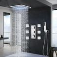 thumbnail image 2 of Chrome 16" LED Shower Head Combo Thermostatic Shower Faucet set Massage system w/valve, 2 of 17