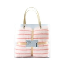 Guanhe Turkish Beach Towels Oversized Striped Coral Velvet Bath Towel, Highly Absorbent Quick Drying Swimming Pool Accessories 27.6''x55''(Pink)