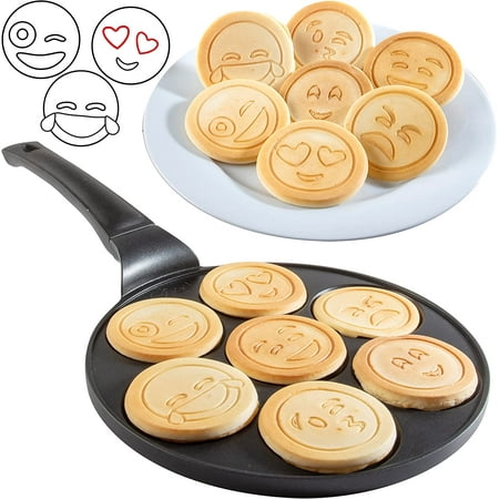 

Emoji Smiley Face Pancake Pan - Non-stick Pan Cake Griddle with 7 Unique Flapjack Faces