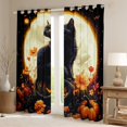 thumbnail image 2 of Feelyou Halloween Black Cat Black Out Curtains for Kids, Mystic Moon Curtains Pack of 2 (42x63 Each), Rustic Groovy Floral Bedroom Curtains, Blackout Curtains Room Decor, 2 of 6