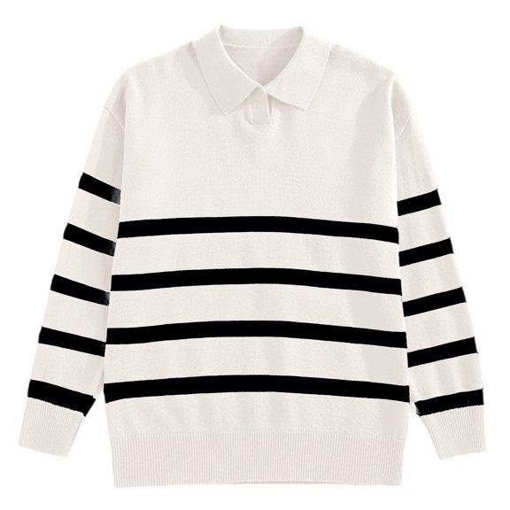 Sweater for Men Knit Tops Blouse Men Fall Winter Korean Style Striped Lapel Casual Loose Youth Knitwear Shirt