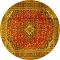 thumbnail image 1 of Ahgly Company Indoor Round Medallion Yellow Traditional Area Rugs, 6' Round, 1 of 4