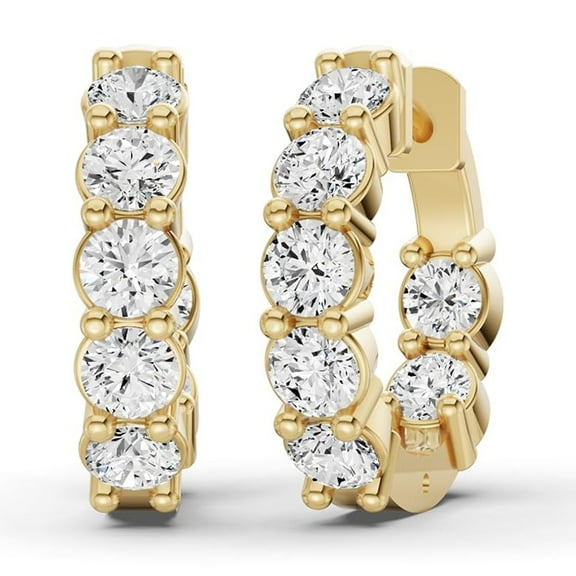 1CTW Lab Grown Diamond In and Out Huggie Hoop Earrings in 14K Yellow Gold