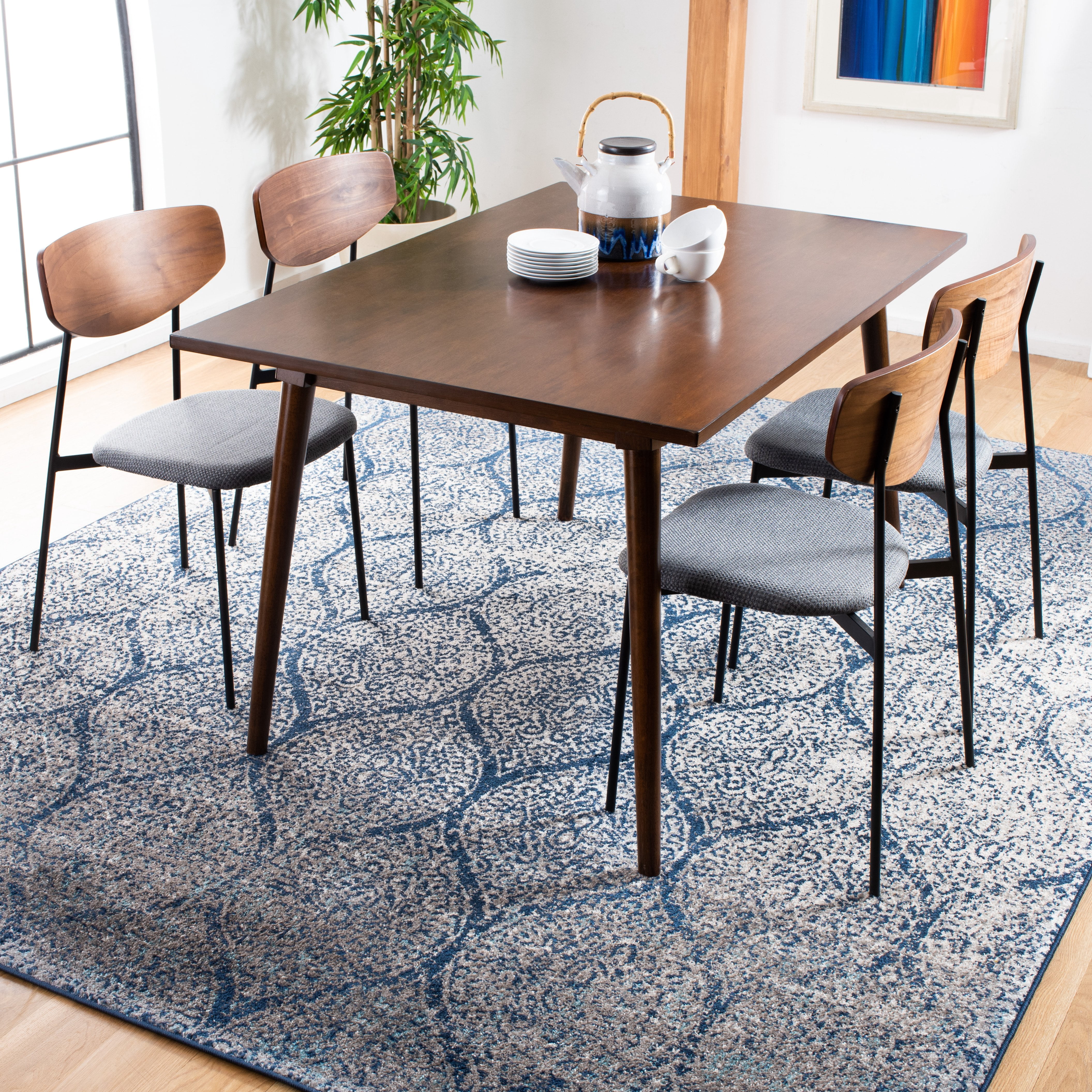 Safavieh Madison Leighton Geometric Area Rug, Navy/Silver, 3' x 3' Square