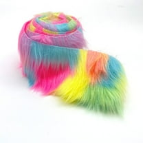 Shaggy Mohair Faux Fur Fabric Strips Ribbon, Pre Cut Roll, 4" Wide by 60" Long - Pastel Rainbow