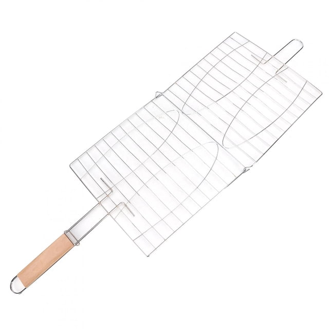 VIFERR Pratique Poignée Antiadhésive en Acier Inoxydable Filet Barbecue Filet de Viande de Poisson Panier de Gril pour Four Barbecue
