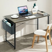 Insma 43inch Industrial Wood Computer Desk with Storage Bag Study Desk PC Laptop Desk For Home Office, Light Brown