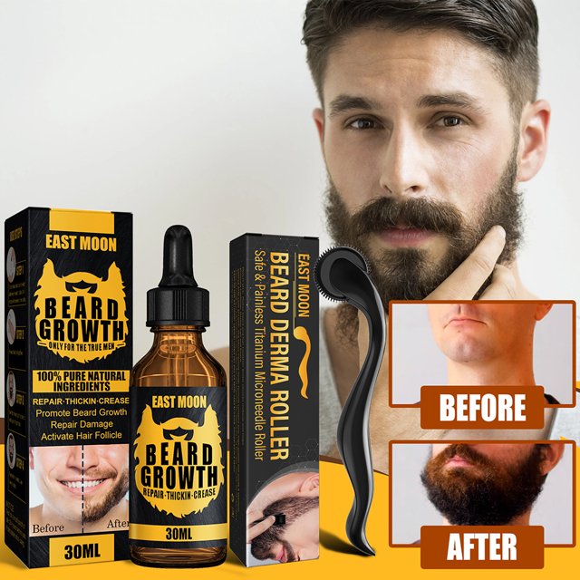 Regalo de aceite esencial de barba natural para hombres Herramienta de masaje con microagujas (rodillo) Likrtyny Cuidado Belleza