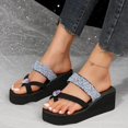 thumbnail image 2 of SCHUHLAND Women's Platform Clip Toe Sandals, Rhinestone Wedge Heels, Silver Glitter Strap Beach Slides, Summer Flip Flops, 2 of 16