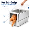 thumbnail image 3 of XXL Stainless Steel Litter Box, Metal Cat Litter Box with Lid for Large Cats & Multiple Cats, Odor Control, Anti-Leak & Easy Clean, Rectangle Lid, 3 of 7