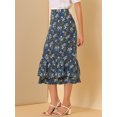 thumbnail image 4 of Falmidi fluicon dobladillo con volantes escalonados y cintuelástiestampapamujer Azul-Floral S, 4 of 6