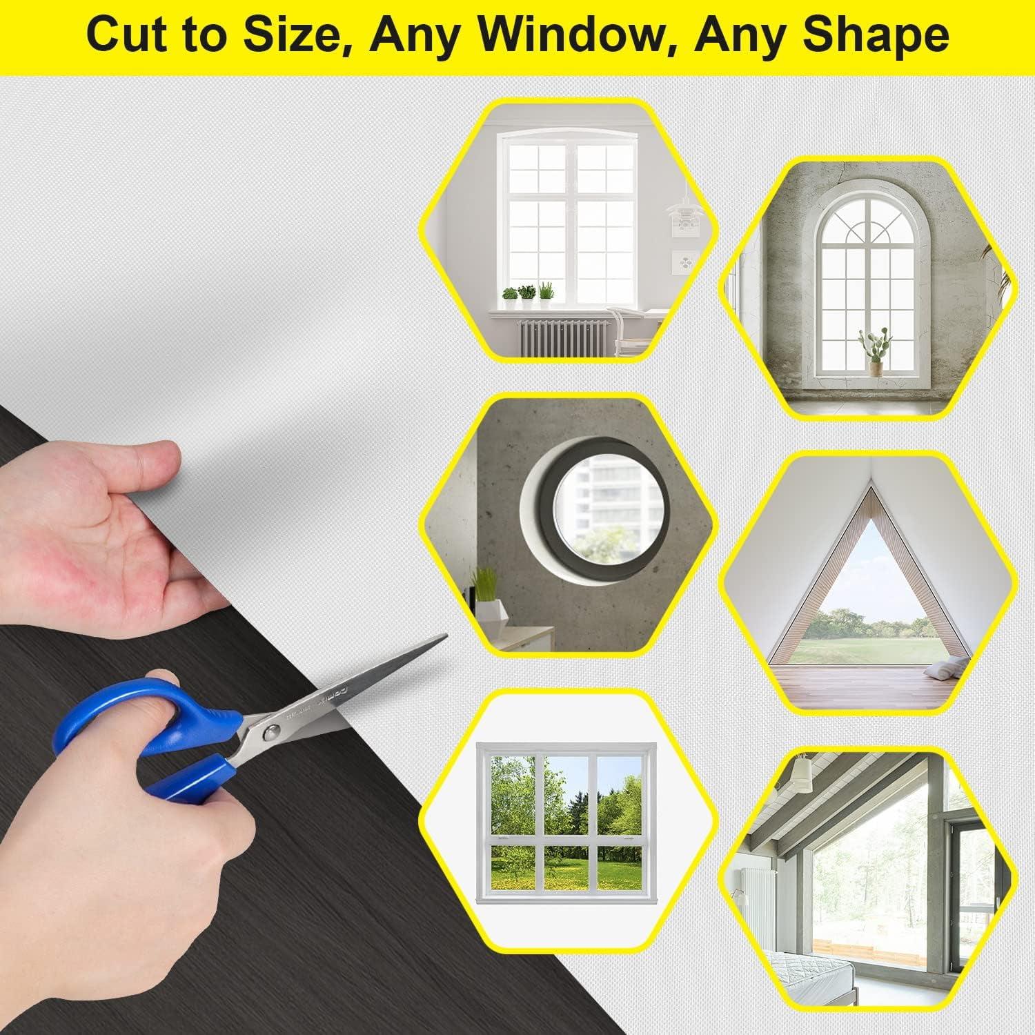 Blackout Curtains for Bedroom, Portable 100% Black Out Window Cover Film, Cuttable Blackout Shades Fabric Sheet, No Drill Window Blinds, Sun Heat Light Blocker for Travel Media Dorm, 57'' W