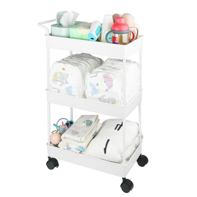 Carrito móvil de plástico para bebés Diaper Caddy Volnamal, color beige